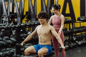 working out with a fitness trainer