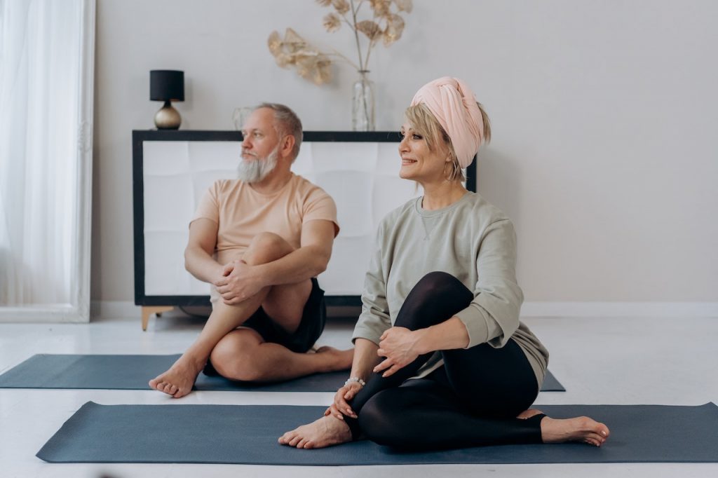 people doing yoga at home