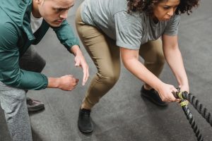 working out with personal fitness trainer