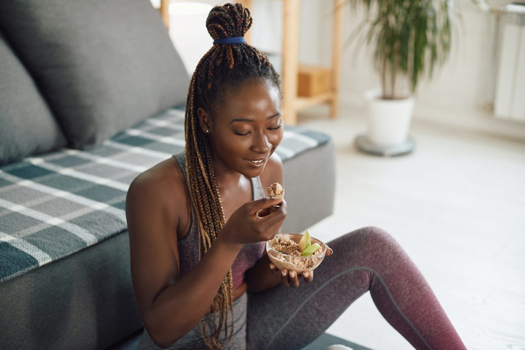 woman eating after working out